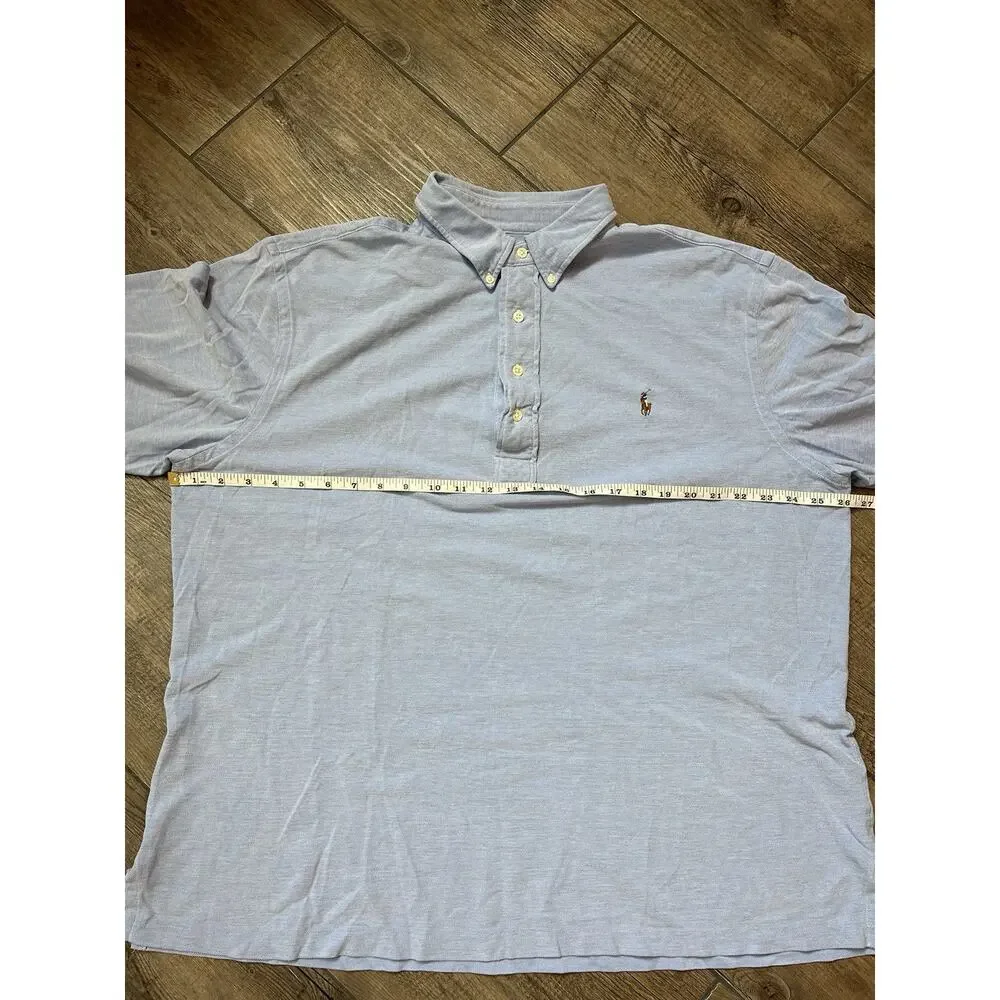 Ralph Lauren Blue Knit Oxford Short Sleeve‎ Polo Men’s Size XL Tall